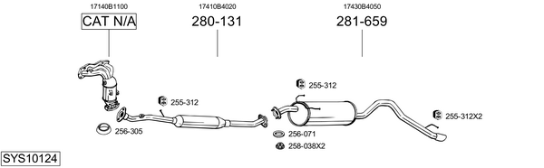Sistema de gases de escape Daihatsu TERIOS