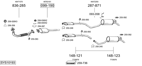 Sistema de gases de escape Fiat PUNTO Van