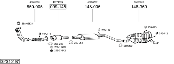 Sistema de gases de escape Fiat PUNTO Hatchback Van