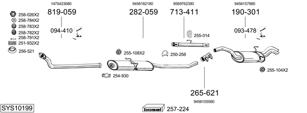 Sistema de gases de escape Fiat SCUDO Platform/Chassis