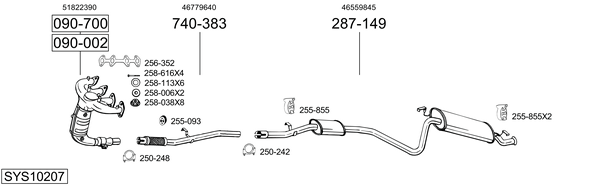 Sistema de gases de escape Fiat SEICENTO / 600 Hatchback Van