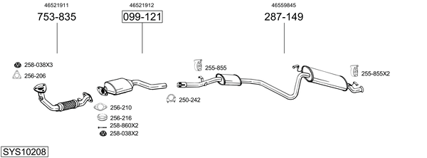 Sistema de gases de escape Fiat SEICENTO / 600 Hatchback Van