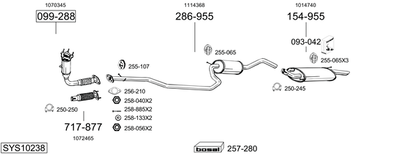 Sistema de gases de escape BOSAL SYS10238