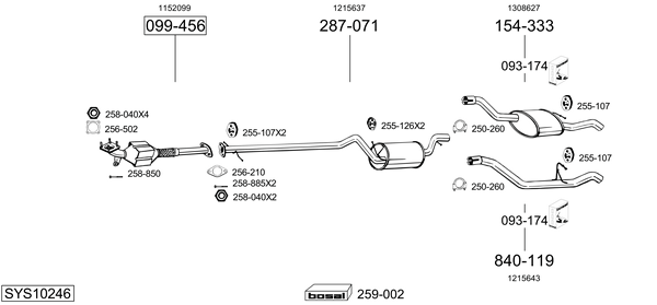 Sistema de gases de escape Ford FOCUS I Estate Van