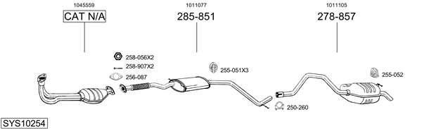 Sistema de gases de escape BOSAL SYS10254