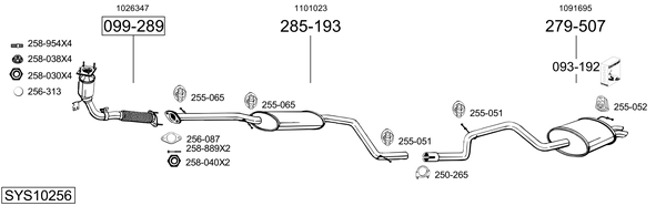 Sistema de gases de escape BOSAL SYS10256