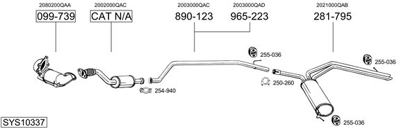 Sistema de gases de escape Nissan PRIMASTAR Platform/Chassis