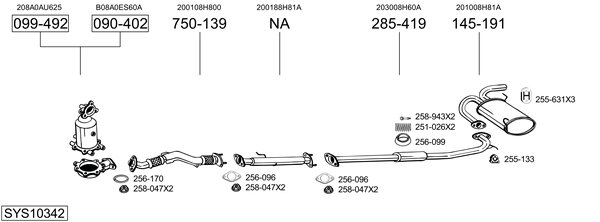 Sistema de gases de escape Nissan X-TRAIL I