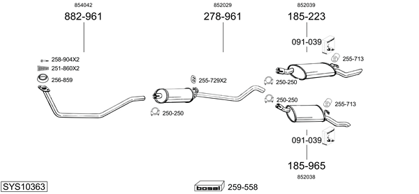 Sistema de gases de escape Opel CORSA A Hatchback Van