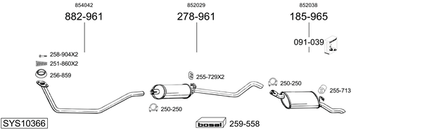 Sistema de gases de escape Opel CORSA A Hatchback Van