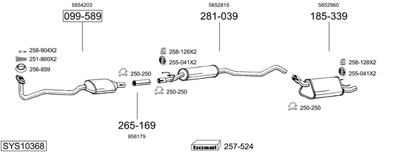 Sistema de gases de escape Opel CORSA B Hatchback Van