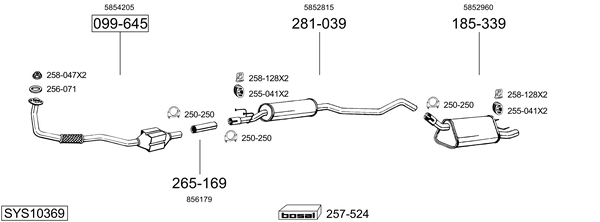 Sistema de gases de escape Opel CORSA B Hatchback Van