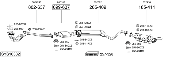 Sistema de gases de escape Opel VECTRA B Hatchback