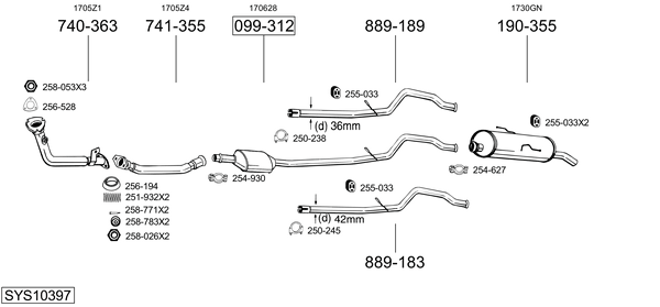 Sistema de gases de escape BOSAL SYS10397