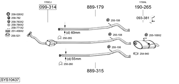 Sistema de gases de escape Peugeot 406