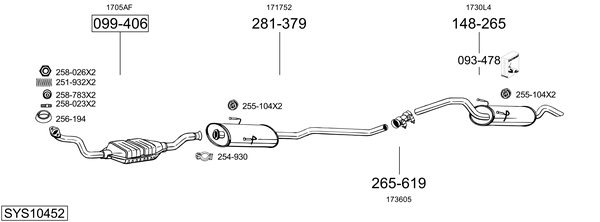 Sistema de gases de escape BOSAL SYS10452