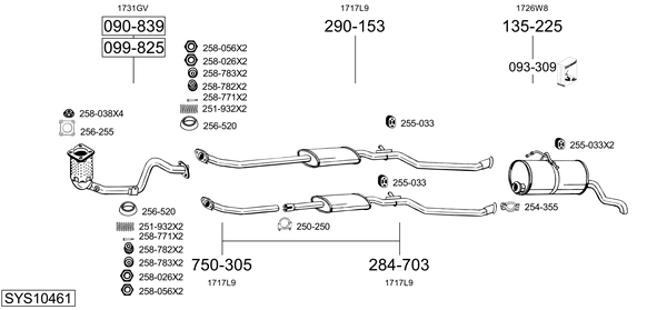 Sistema de gases de escape Peugeot PARTNER Box Body/MPV