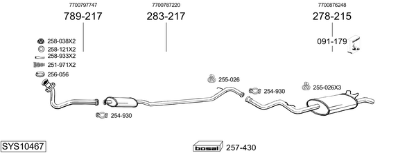 Sistema de gases de escape Renault 19 I