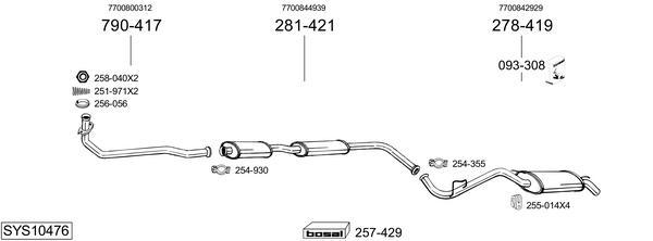 Sistema de gases de escape Renault CLIO I