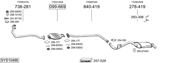 Sistema de gases de escape Renault CLIO I Hatchback Van