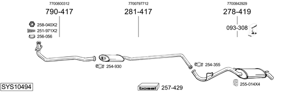 Sistema de gases de escape Renault CLIO I Hatchback Van