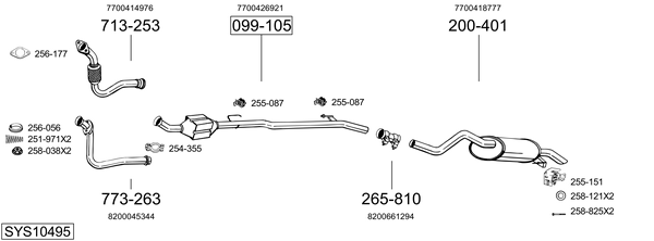 Sistema de gases de escape Renault CLIO II Hatchback Van