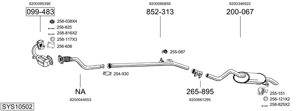 Sistema de gases de escape Renault CLIO II Hatchback Van