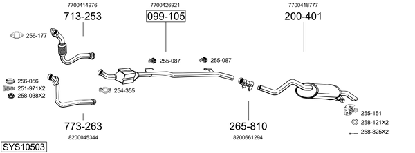 Sistema de gases de escape Renault CLIO II Hatchback Van