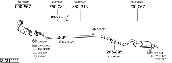 Sistema de gases de escape Renault CLIO II Hatchback Van