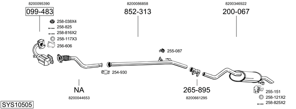 Sistema de gases de escape Renault CLIO II Hatchback Van