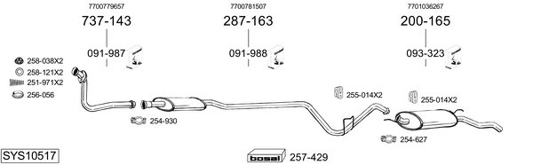 Sistema de gases de escape Renault RAPID Box Body/MPV
