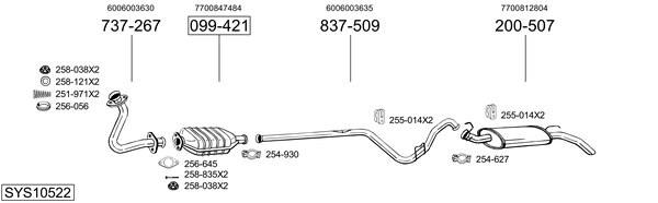 Sistema de gases de escape BOSAL SYS10522