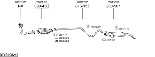 Sistema de gases de escape Renault RAPID Box Body/MPV