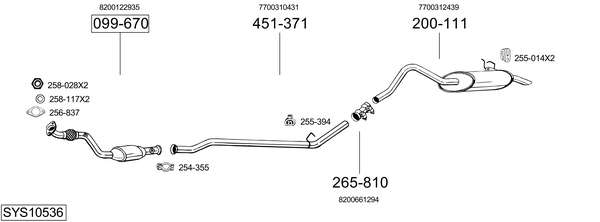 Sistema de gases de escape BOSAL SYS10536