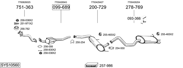 Sistema de gases de escape BOSAL SYS10560