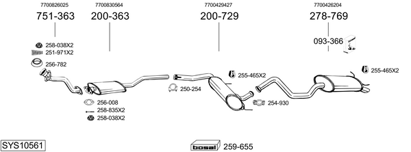 Sistema de gases de escape BOSAL SYS10561