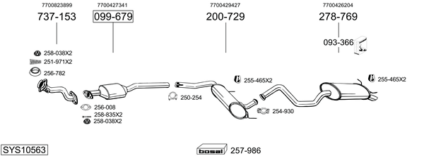 Sistema de gases de escape BOSAL SYS10563