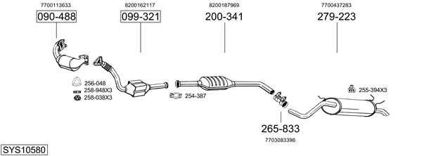Sistema de gases de escape BOSAL SYS10580