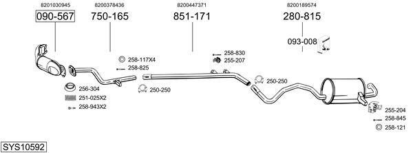 Sistema de gases de escape Renault MEGANE II Hatchback Van