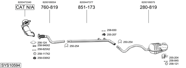 Sistema de gases de escape Renault MEGANE II Saloon