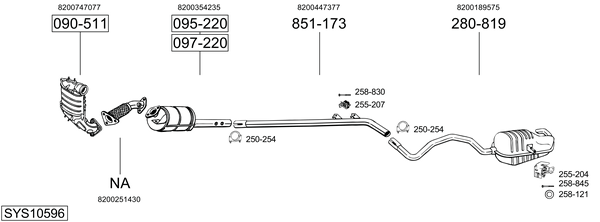 Sistema de gases de escape Renault MEGANE II Saloon