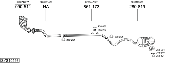 Sistema de gases de escape Renault MEGANE II Saloon