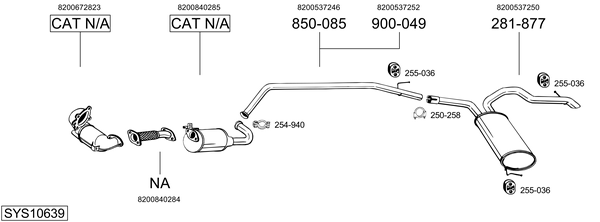 Sistema de gases de escape Renault TRAFIC II Platform/Chassis