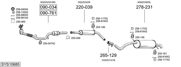 Sistema de gases de escape Skoda FABIA I Praktik