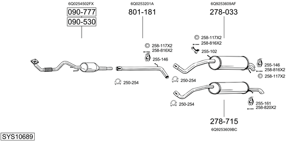 Sistema de gases de escape Skoda FABIA II Combi