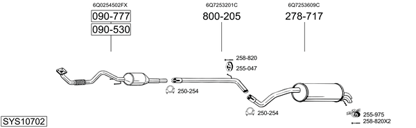 Sistema de gases de escape Skoda ROOMSTER Praktik