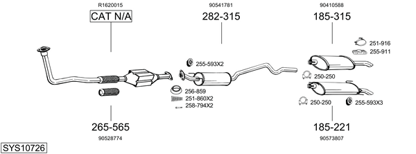 Sistema de gases de escape Vauxhall ASTRA Mk III Hatchback