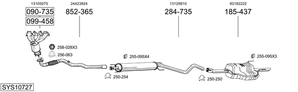 Sistema de gases de escape Vauxhall ASTRA Mk IV Coupe