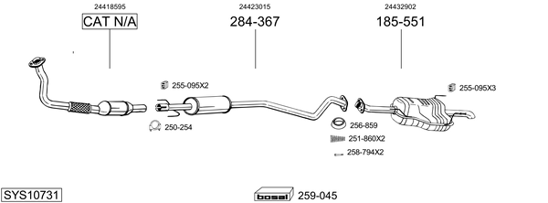 Sistema de gases de escape Vauxhall ASTRAVAN Mk IV Estate Van