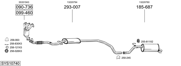 Sistema de gases de escape Vauxhall CORSA Mk III